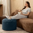 thumbnail image 5 of Jaxx Paran Pouf Ottoman, Small, Faux Fur, Modern Accent, Midnight Blue, 5 of 6