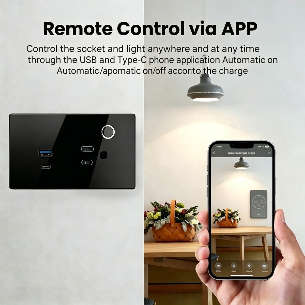 Melery US Smart Outlet - WIFI Tuya 15A 30W USB TYPE-C, Touch Control Wireless Remote Works with Smart Home Assistants