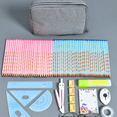 thumbnail image 4 of Estuche para lápices de gran capacidad, bolsa grande para guardar marcadores, estuche para lápices con cremallera, impermeable, portátil, con soporte, gris, grande, 4 of 5