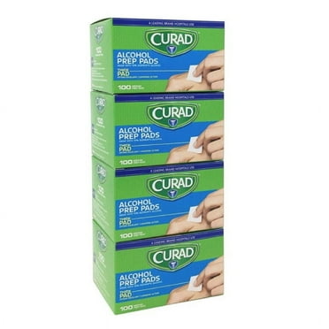 Curad Sterile Alcohol Prep Pads Individually Sealed 100 Thick Pads - 4 Pack