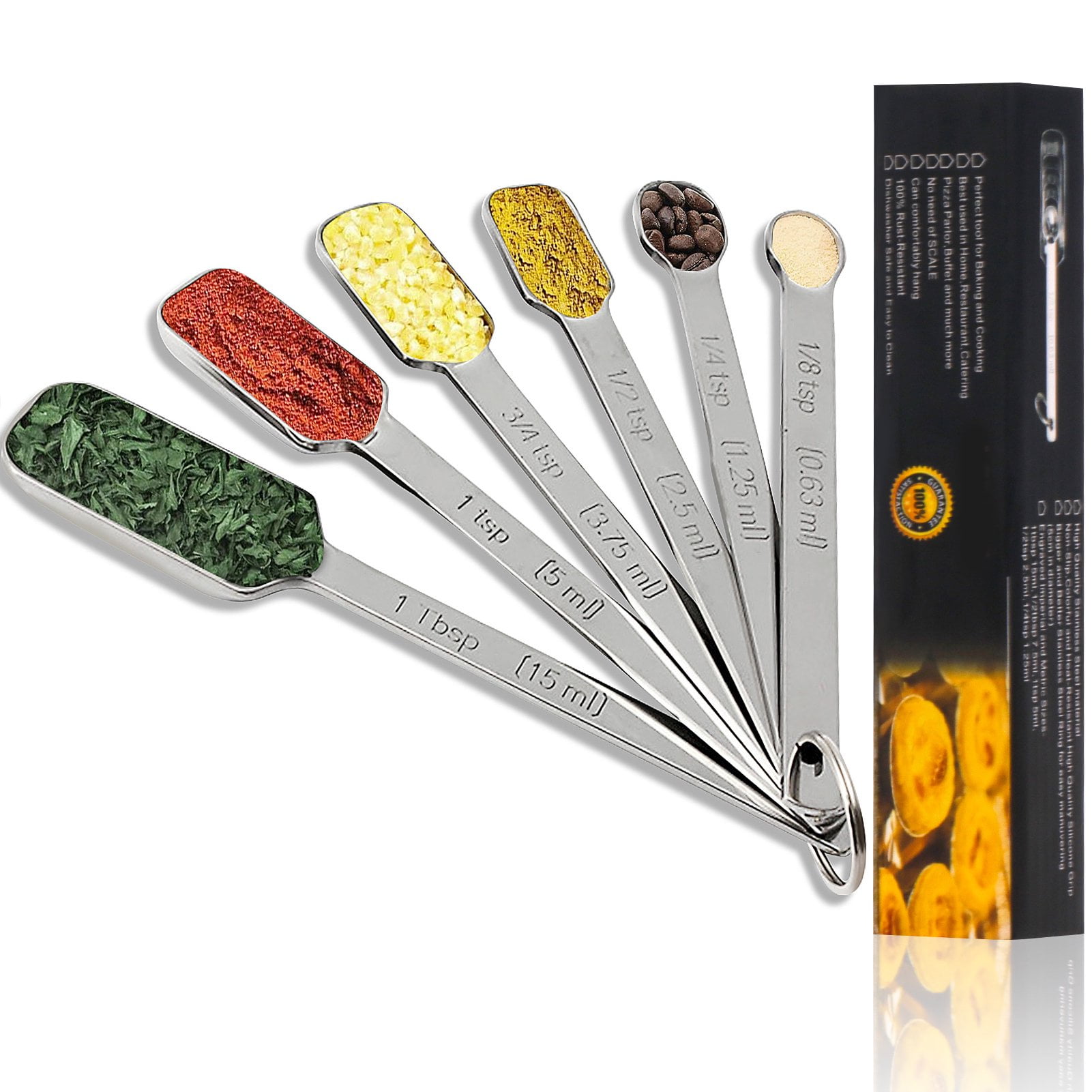 Measuring Spoons, Heavy Stainless Steel Measuring Spoons for Dry or