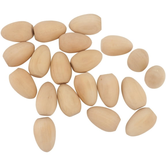 20pcs Wooden Eggs Flat Bottom Unfinished Wood Eggs Smooth Wood Craft Eggs Egg for and Display