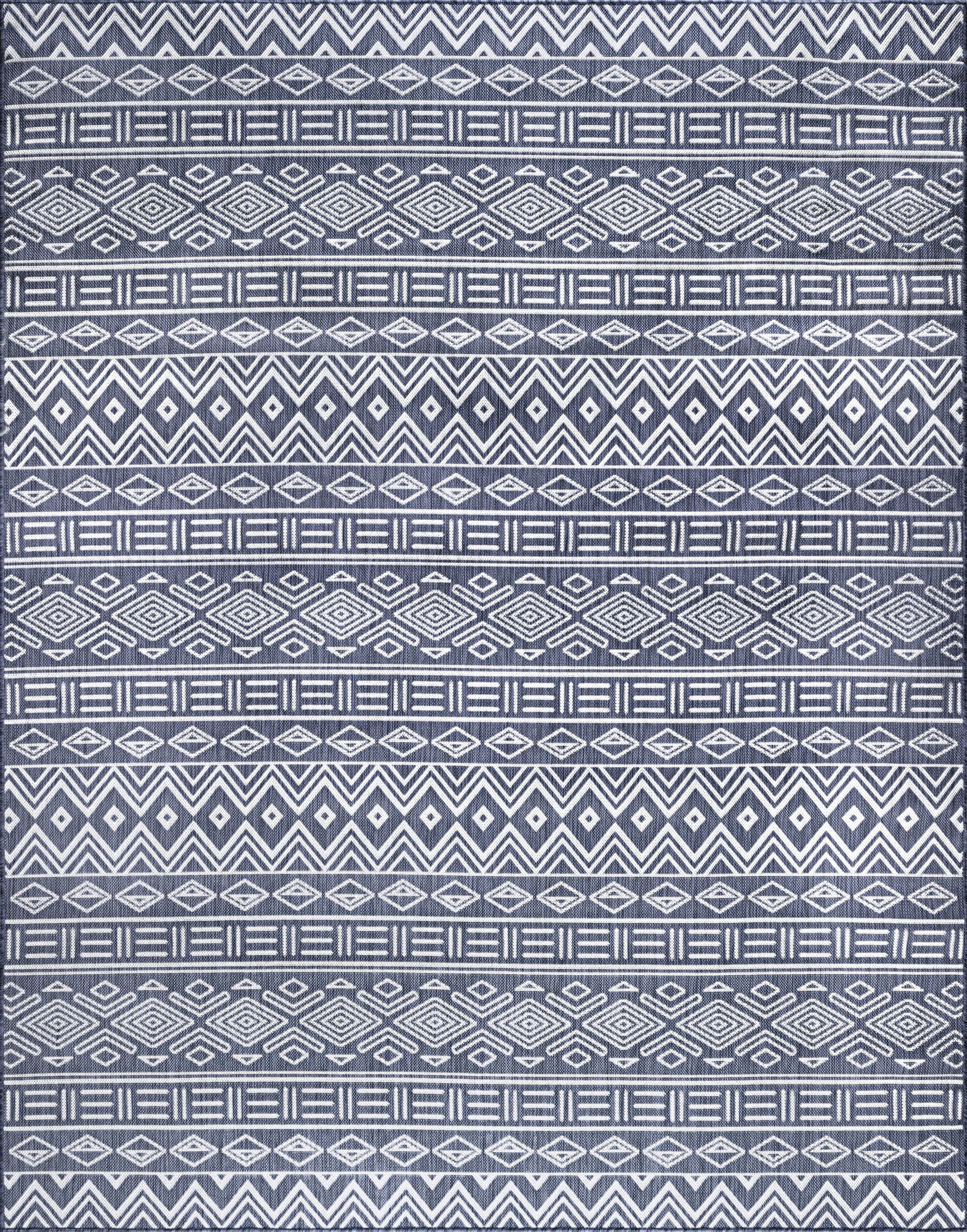 Bliss Rugs Moroccan Indoor Outdoor Area Rug for Patio, Porch, Garden | Navy, 5'3'' x 7'3''