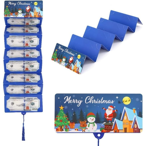 Porte-monnaie de Noël pour Argent, 2026 Nouveaux Porte-Cartes Cadeaux DIY avec 10 Emplacements, Porte-Cartes Surprise Amélioré, Enveloppes de Noël avec Pince à Billets pour Femmes Hommes (Bleu, 10 Pcs)