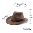 thumbnail image 3 of Western Denims Hat Belt Decorated Hat Sun Protecting Hat Wide Border Hat for Photography Stage Props rose red, 3 of 4