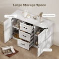 thumbnail image 4 of HOMCOM Buffet Bahut avec 3 Tiroirs et 2 Portes Grain de Bois Blanc, 4 of 10