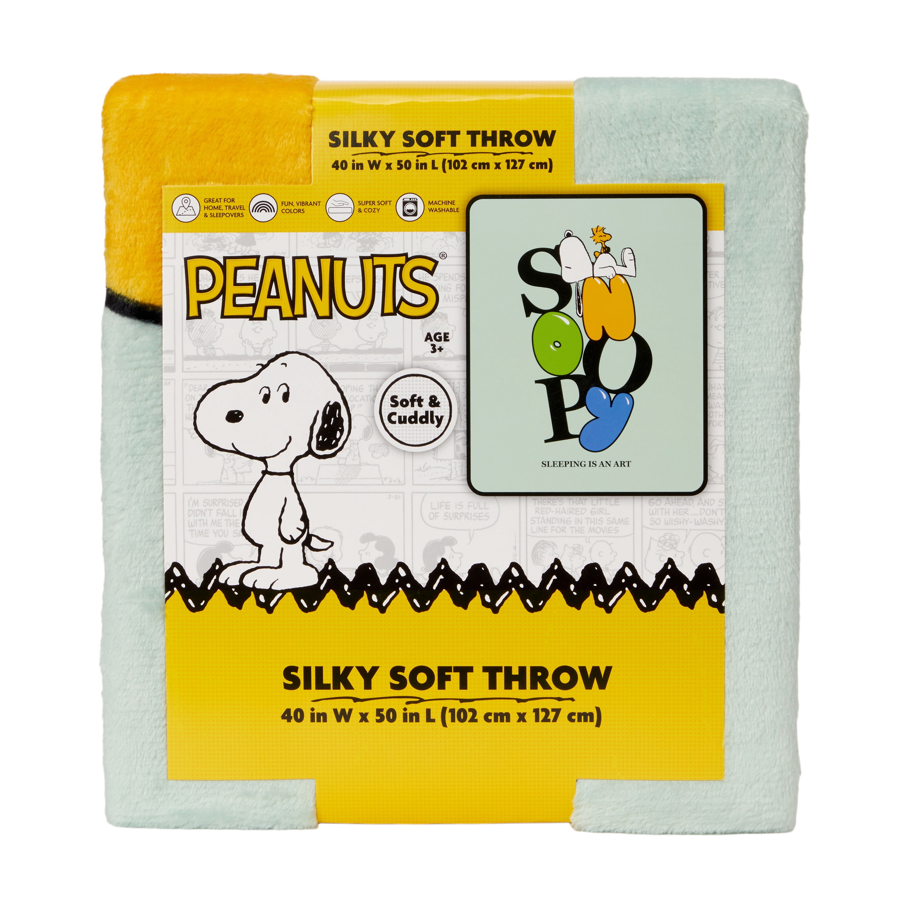 Peanuts Snoopy Kids Mint Green Silky Soft Throw Blanket, 40x50