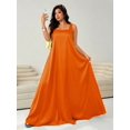 thumbnail image 6 of Orange Plus Size Sleeveless Square Neck A-Line Maxi Dress For Women Summer Flowy Long Dress, 6 of 7