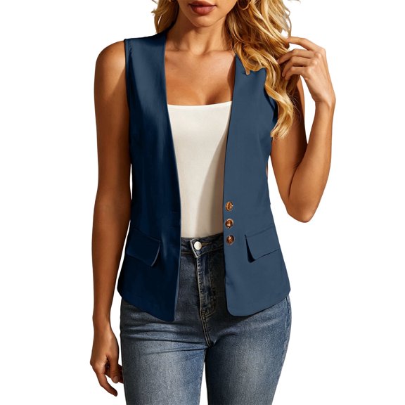 cocolona Womens Sleeveless Blazers Lightweight Casual Vest Tops Business Work Office Suit Jacket
