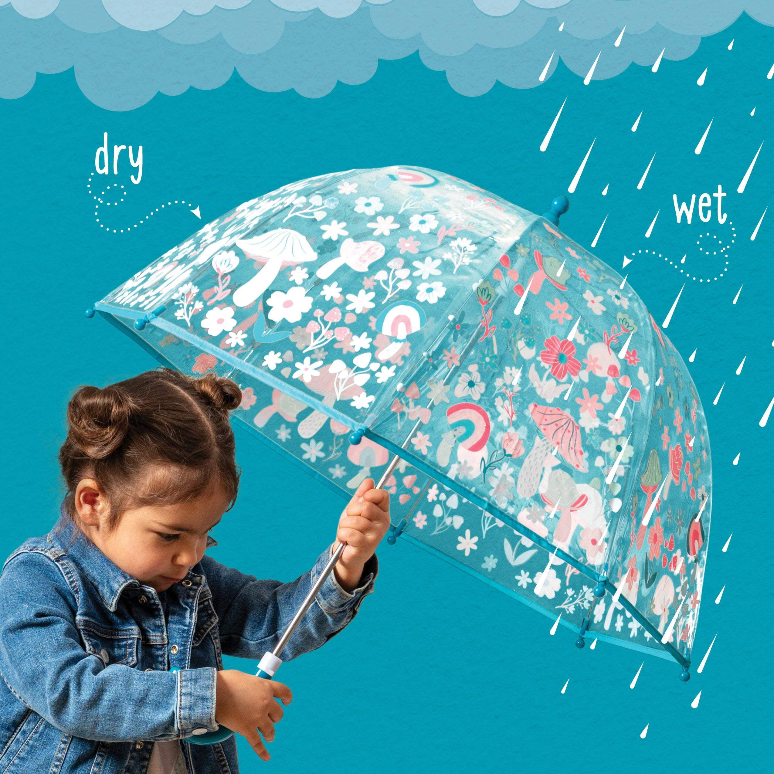 Stephen Joseph, Clear Color Changing Umbrella for Toddlers, Kids Weather Protection, Construction