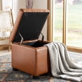 thumbnail image 3 of SAFAVIEH Jonathan Modern Glam Single Upholstered Flip Top Ottoman, Saddle, 3 of 12