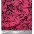 thumbnail image 1 of Soimoi Pink Silk Fabric Leopard & Tiger Animal Skin Print Fabric by the Yard 42 Inch Wide, 1 of 3
