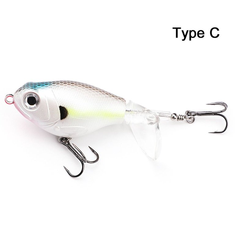 Artificial Bass Rotating Tail Topwater VMC Hooks Fish Bait Double Propeller  Blade Fishing Lure C 