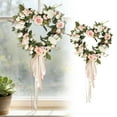 thumbnail image 2 of Front Door Wreath Back Garden Rose Artificial Flower Heart Wreath with Ribbon San Valentín Decor Easter Wreath Easter Door Wreath Holiday Door Wreath Floral Wreath Decor Spring Wreath, 2 of 9