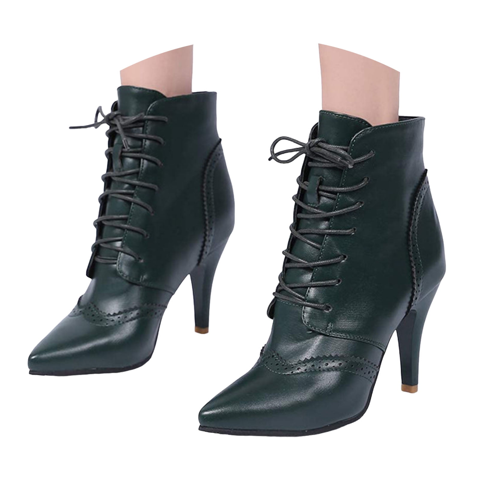Leozcaa Women's Ankle Boots Stiletto High Heel Pointed Toe Short