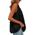 thumbnail image 2 of Tiered Ruffle Sleeveless Blouse Womens Round Neck Flowy Lightweight Peplum Tank for Casual Summer Boho Wear Black XXL, 2 of 6