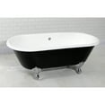 thumbnail image 2 of Aqua Eden VBTND663013NB1 66-Inch Cast Iron Oval Double Ended Clawfoot Tub (No Faucet Drillings) in Black/White/Polished Chrome, 2 of 13