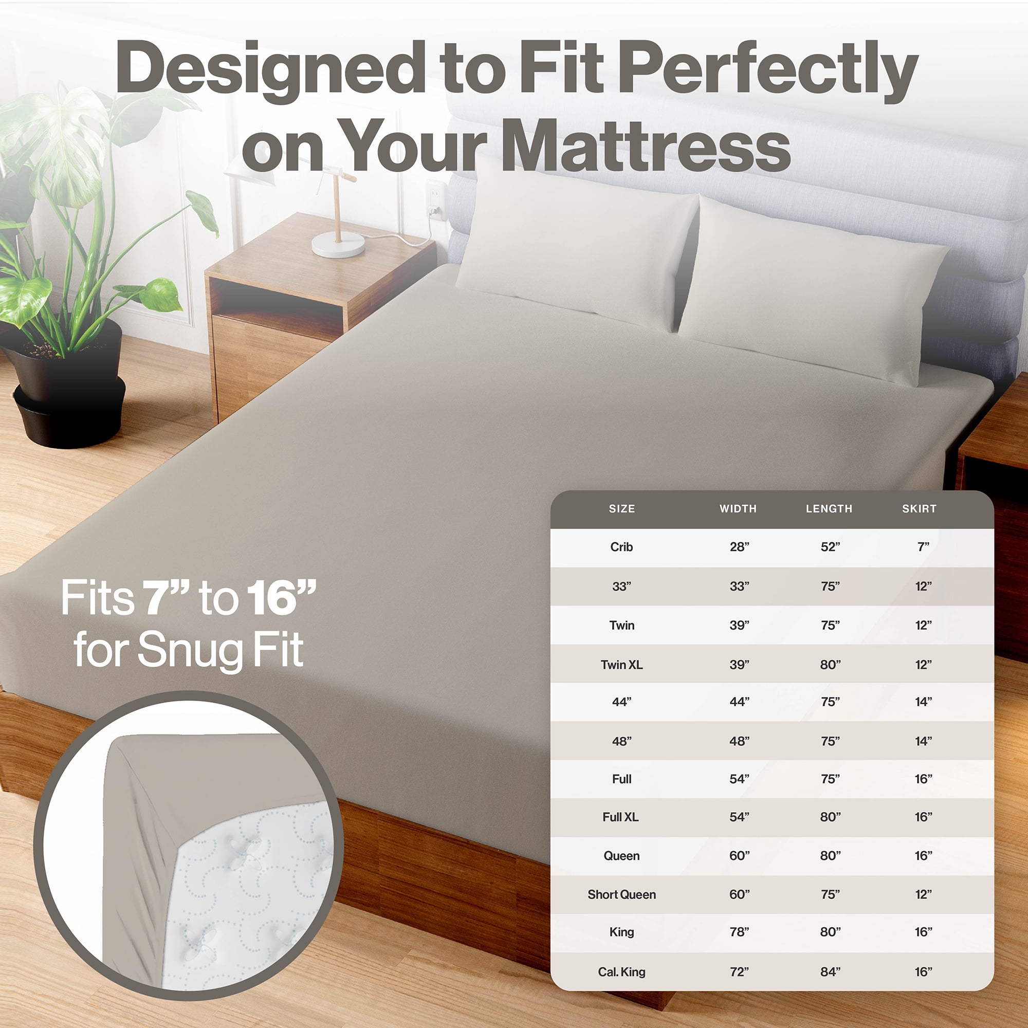 Superity Linen Full XL Fitted Sheet Made from Cotton. Moisture Wicking Cotton Bed Sheet for Breathable, Dry, and Comfortable Night's Sleep. 200 Thread Count. (Stone)