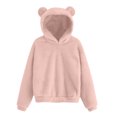 thumbnail image 4 of Girls Sherpa Fleece Pullover Hoodie Long Sleeve Soft Plush Hooded Sweatshirt Casual Loose Fit Top, 4 of 4