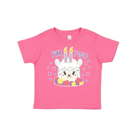 

Inktastic I m Two with Flowers and Cute Llama Cake Girls Toddler T-Shirt