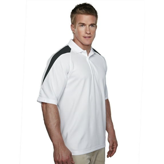 Tri-Mountain Performance Avenger 207 Shoulder Contrast Knit Polo Shirt, X-Large, White/Black