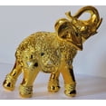 thumbnail image 3 of Dalax- 10” (H) Gold Color Elegant Decorative Elephant Statue Trunk Facing Upwards Collectible Wealth Lucky Elephants Figurine, Perfect for Home Decor, Office Decoration Ornaments Statues Gifts Set, 3 of 5