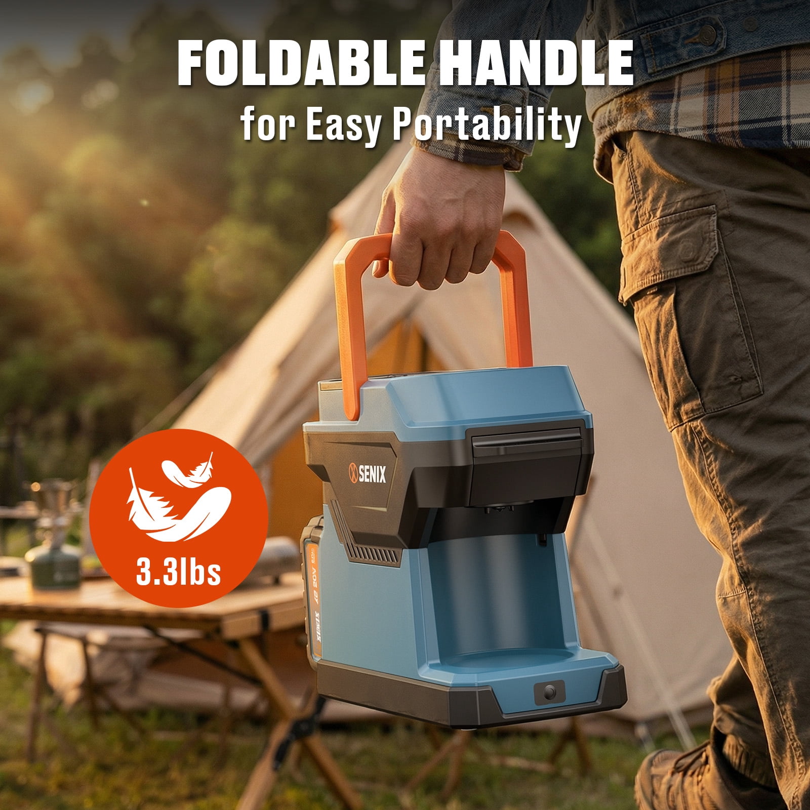 SENIX Coffee Maker, 20V Cordless & 120V AC Portable Single Serve Coffee Machine, Compatible with Ground Coffee, Pods & Capsules, for Travel, Camping, RV & Office