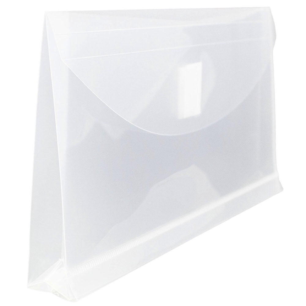 JAM Paper Plastic Expansion Envelopes, Hook & Loop Closure, #10 Booklet Wallet, 5 1/4 x 10, 1 in Expansion, Clear, 3/Pack