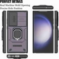 thumbnail image 7 of Dteck Compatible with Samsung Galaxy S24 Plus Bracket Shell,with Slide Lens Cover Magnetic Metal Ring Holder Heavy Duty TPU+PC Shockproof Phone Case for Samsung Galaxy S24 Plus 5G,Purple, 7 of 7