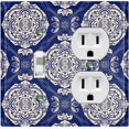 thumbnail image 1 of Metal Light Switch Plate Cover Mandala Blue White Floral Pattern Damask MDL072, 1 of 13