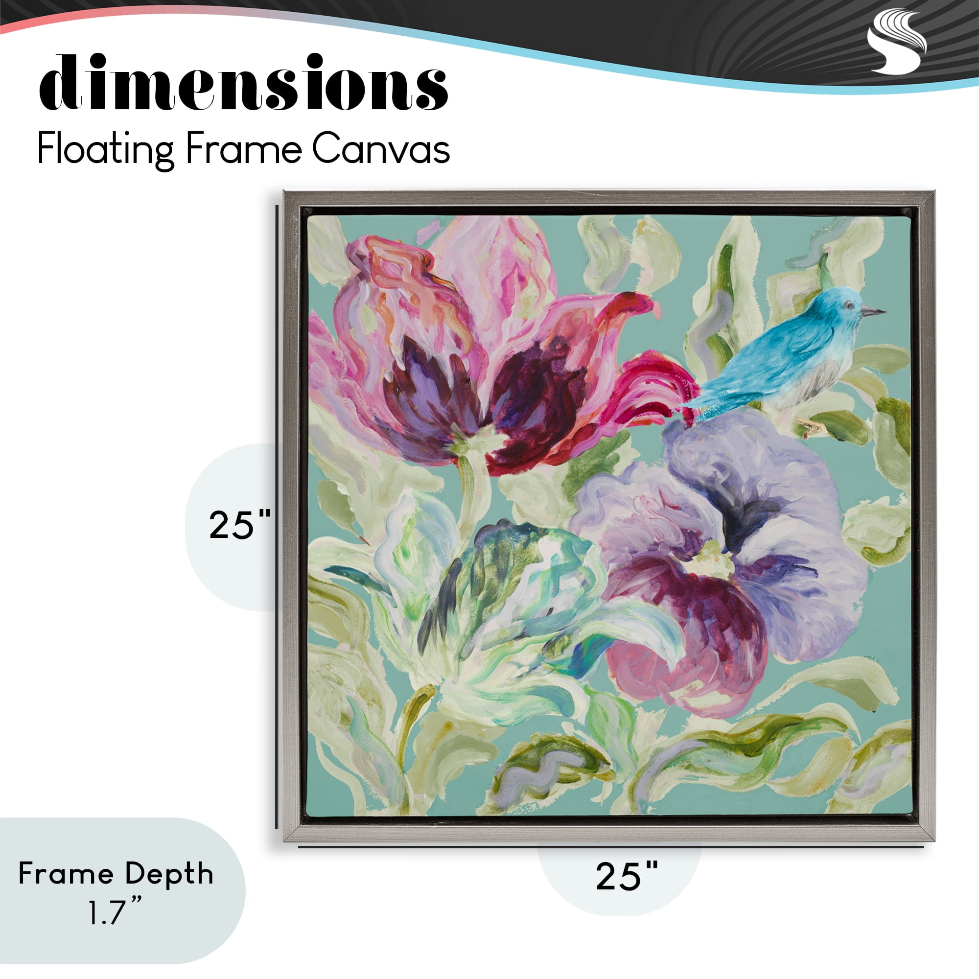Stupell Industries Lyrical Garden Strokes Gray Framed Floater Canvas Wall Art, design by Lanie Loreth