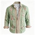 thumbnail image 4 of Mens 70s Long Sleeve Floral Dress Shirt Flowered Paisley Pattern Print Vintage Button Down Hippie Shirts, 4 of 5