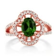 thumbnail image 2 of Gem Stone King 1.57 Ct Oval Green Chrome Diopside 18K Rose Gold Plated Silver Spotlight Ring (Size 5), 2 of 4