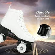 EONROACOO Teen Kids Skates with Light up Wheels, White Roller Skates for Girls Boys(Youth 3)