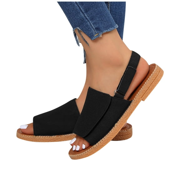 Purcolt Women's Flat Sandals Dressy Casual Open Toe Adjustable Ankle Strap Sandals Comfortable Width Slides Non Slip Beach Walking Shoes