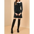 thumbnail image 5 of INSPIRE CHIC Women's Retro Velvet Peter Pan Collar A-Line Polka Dots Dress Black M, 5 of 7