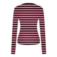 thumbnail image 5 of Womens Tops Round Neck Striped Print T-Shirt Long Sleeve Casual Loose Tees Slim Fitting Basic Blouses Tops,Pink,4XL, 5 of 5