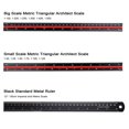 thumbnail image 2 of BTSKY 3 Pack 12 Inches Triangular Architectural Engineering Metric Scale Rulers with Standard Metric Conversion Ruler, Aluminum Scale Measuring Ruler Tool,Black with Red,Green,Blue, 2 of 7
