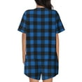 thumbnail image 3 of Qekee Blue Black Plaid Women's Pajama Set Short Sleeve Sleepwear Summer Home Wear with Pockets Soft Short Sleeve Shirt - Blue Black Plaid, 3 of 9