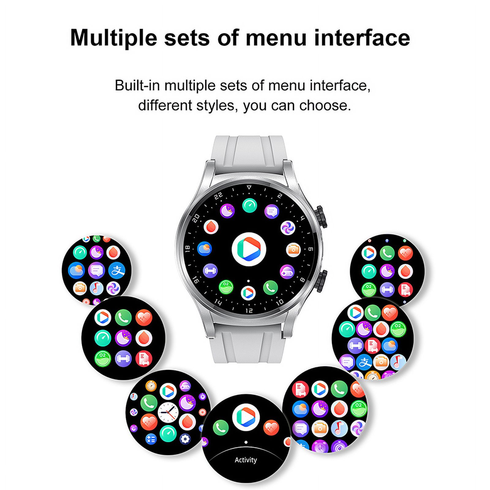 Rainbuvvy GT66 smart watch, watch and earphone 2-in-1, 1.39-inch HD screen, NFC, supports answering/making calls, Android 4.4/iOS9 sports watch