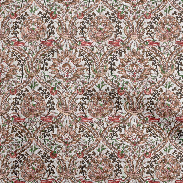 oneOone Polyester Spandex Brown Fabric Asian Suzani Floral Craft Projects Decor Fabric Printed By The Yard 56 Inch Wide