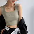thumbnail image 3 of Camisola de algodón tejida con tirantes anchos para cubrir el pecho, prenda exterior sin mangas de verano para mujer, top ajustado para chica sexy, 3 of 6