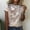 Khaki, variant on Pincandy Women's Casual Loose Floral Print Crewneck Printed Short Sleeve T-Shirt Tops,Khaki,XL
