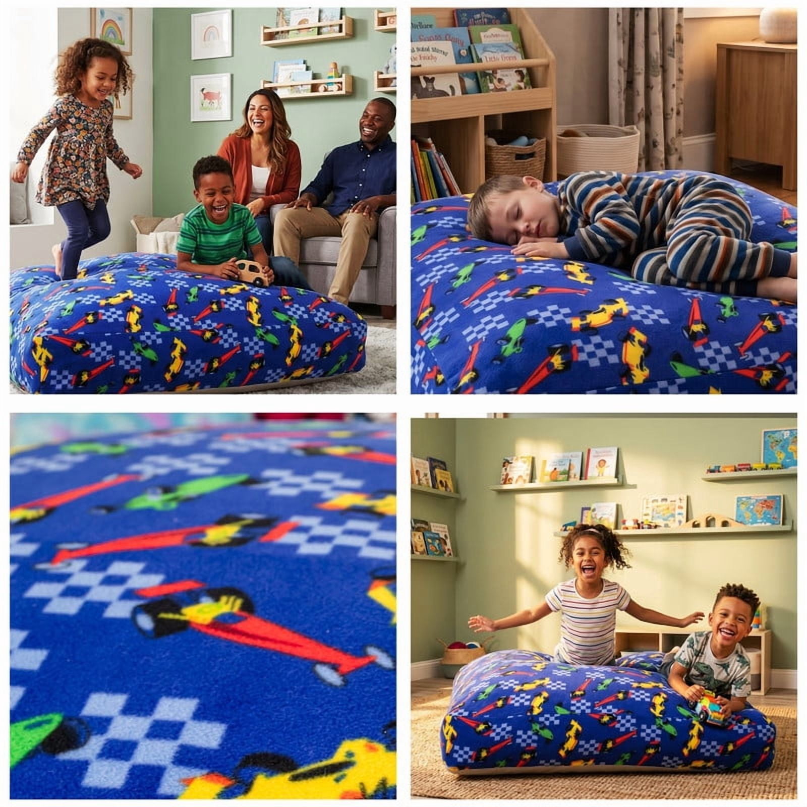 Sensory Crash Pad for Kids & Adults,Soft Landing Crash Mat with Foam Blocks,Removable and Washable Cover,Non-Slip Bottom for Jumping, Relaxing & Play,60" x 60"