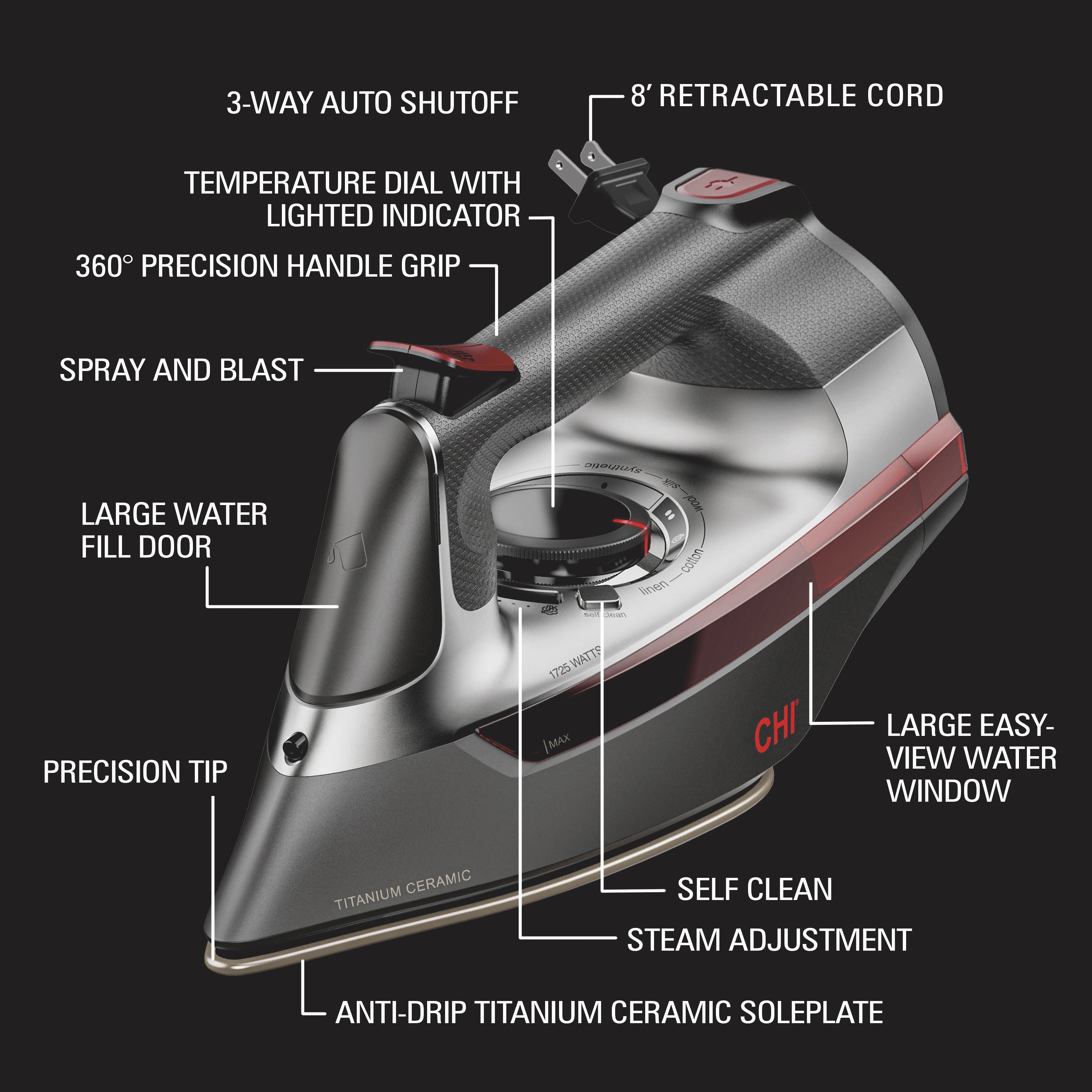 CHI 360 Precision Steam Iron, Titanium-Infused Ceramic CHI 360 Precision Steam Iron, Titanium-Infused Ceramic