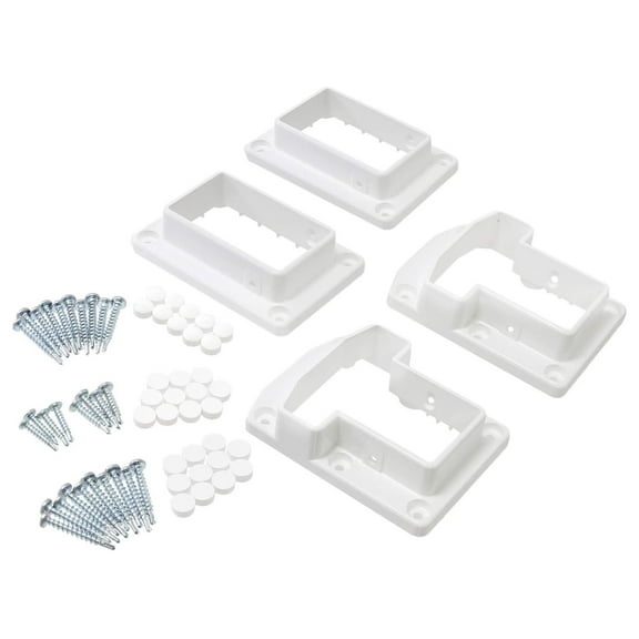 Vinyl Fence Railing Deluxe Bracket Kit- 2 Sets | Vinyl Fence Brackets | T- Top Brackets (White)