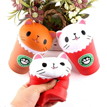 London Scented Cup - Outtop Cut Coffee Cup Cat Scented Squishies Slow Rising Squeeze Toy Collection Gift