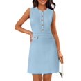 thumbnail image 1 of Vestido MEROKEETY para mujer, formal, sin mangas, mini, azul claro, 1 of 8