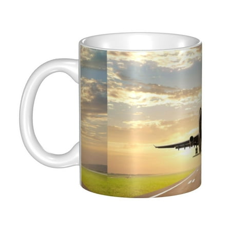 

Ceramic Mug Funny Coffee Milk Tea Mug Cup Aeroplane took off Printed Cup