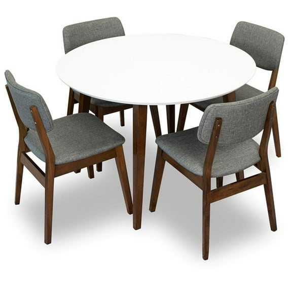 Ivana Modern Solid Wood Walnut Kitchen & Dining Room Table and Chairs for 4